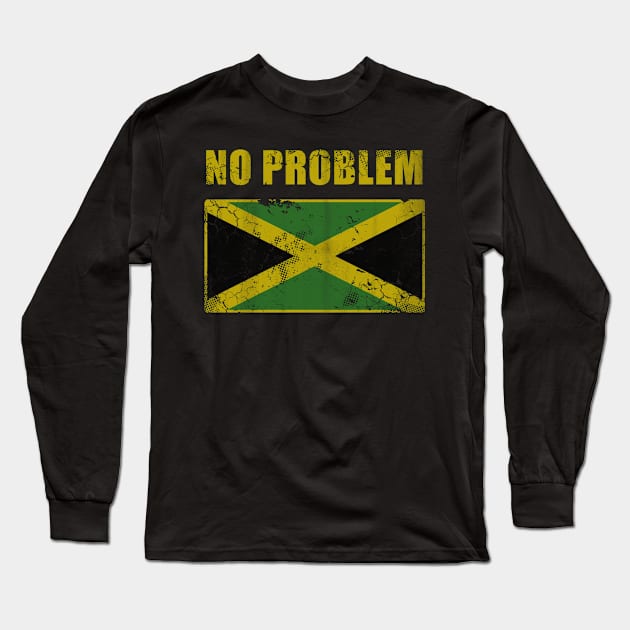 Vintage Jamaica No Problem Jamaican Flag Long Sleeve T-Shirt by E